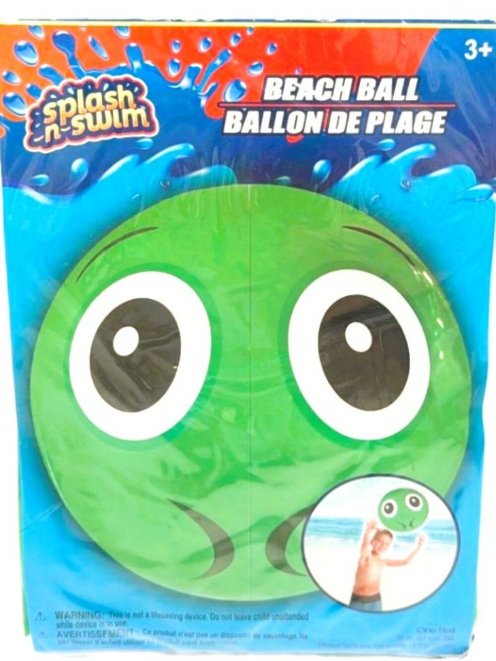 New in Package. SPLASH N-SWIM Beach Ball (Green Face) 20"